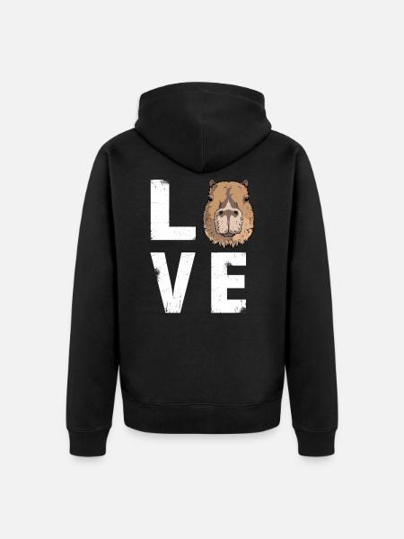 Love Capybara Lover - Unisex Premium Organic Zip Hoodie - black