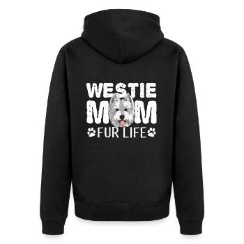 Westie Mutter fürs Leben West Highland White Terrier - Unisex Premium Bio Zip Hoodie - Schwarz - Hinten - Nico (187cm)