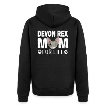 Devon Rex Cat Maman Fur Life Kitty Pun - Veste à capuche bio Premium Unisexe - noir - Dos - Nico (187cm)