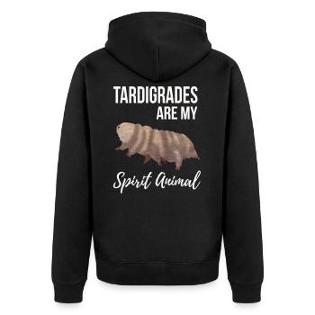 Tardigraden sind mein Geistestier - Unisex Premium Bio Zip Hoodie - Schwarz - Hinten - Nico (187cm)