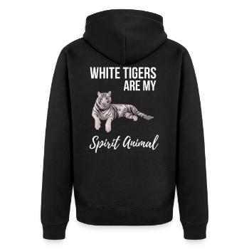 White Tigers Are My Spirit Animal - Unisex Premium Organic Zip Hoodie - black - Back - Nico (187cm)