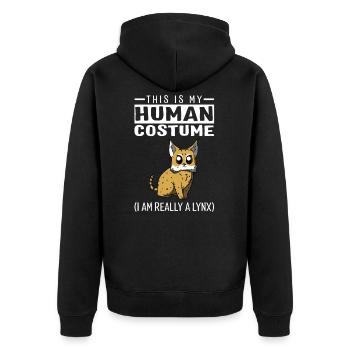 C'est mon costume humain, je suis vraiment un lynx drôle - Veste à capuche bio Premium Unisexe - noir - Dos - Nico (187cm)