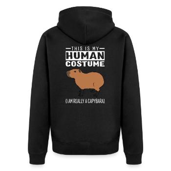 This Is My Human Costume I'm Really A Capybara - Unisex Premium Organic Zip Hoodie - black - Back - Nico (187cm)