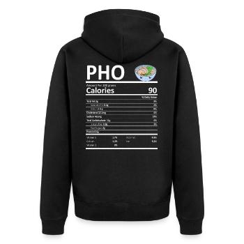 Pho Vietnamese Noodles Nutritional Value Funny - Unisex Premium Organic Zip Hoodie - black - Back - Nico (187cm)