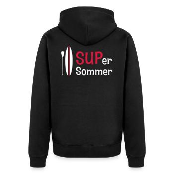 SUPer Sommer SUP Sommer mit SUP-Board - Unisex Premium Bio Zip Hoodie - Schwarz - Hinten - Nico (187cm)