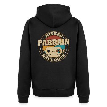 Sponsor level unlock - Unisex Premium Organic Zip Hoodie - black - Back - Nico (187cm)