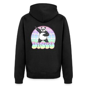 Panda Bär Tanzen Disco Party 70er Jahre Discokugel - Unisex Premium Bio Zip Hoodie - Schwarz - Hinten - Nico (187cm)
