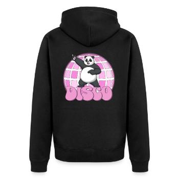Panda Bär Tanzen Disco Party 70er Jahre Discokugel - Unisex Premium Bio Zip Hoodie - Schwarz - Hinten - Nico (187cm)