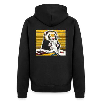 Funny Ferret Gift - Unisex Premium Organic Zip Hoodie - black - Back - Nico (187cm)