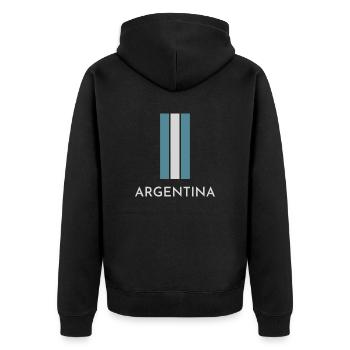 Flagge von Argentinien, Argentinischer Stolz - Unisex Premium Bio Zip Hoodie - Schwarz - Hinten - Nico (187cm)