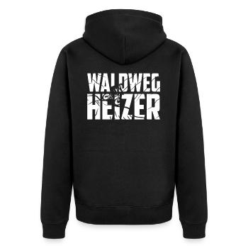 Downhill Bike Fahrrad Dirtbike Waldweg Heizer - Unisex Premium Bio Zip Hoodie - Schwarz - Hinten - Nico (187cm)