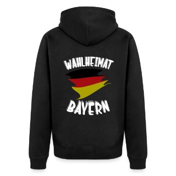 Wahlheimat Bayern, Heimatland, Traditionen, Bayern - Unisex Premium Bio Zip Hoodie - Schwarz - Hinten - Nico (187cm)