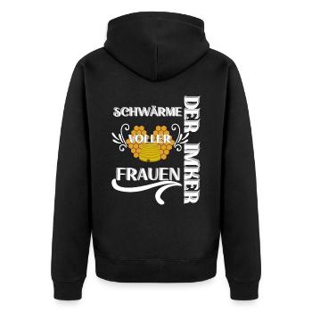 Der Imker, schwärme voller Frauen, Imkerei, Helden - Unisex Premium Bio Zip Hoodie - Schwarz - Hinten - Nico (187cm)