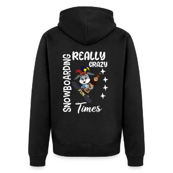 Snowboarding crazy times, Easter with Snowboard - Unisex Premium Organic Zip Hoodie - black - Back - Nico (187cm)