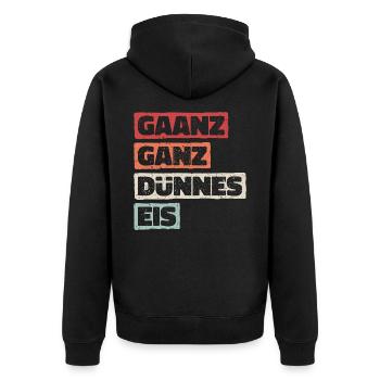 Ganz Dünnes Eis Risiko Umgangssprache Vorsicht - Unisex Premium Bio Zip Hoodie - Schwarz - Hinten - Nico (187cm)