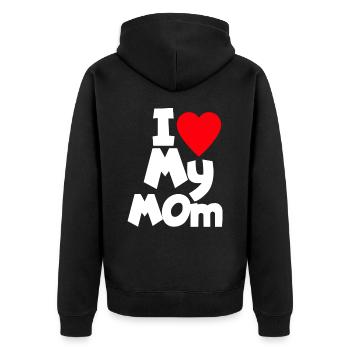 I Love My Mom - Unisex Premium Bio Zip Hoodie - Schwarz - Hinten - Nico (187cm)