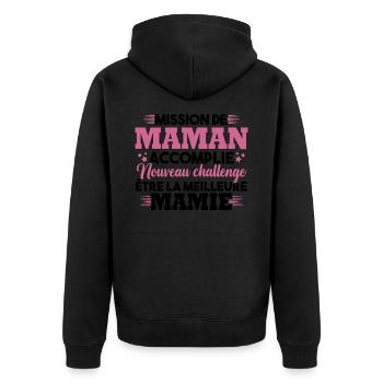 Mission maman accomplie - future meilleure mamie - Veste à capuche bio Premium Unisexe - noir - Dos - Nico (187cm)