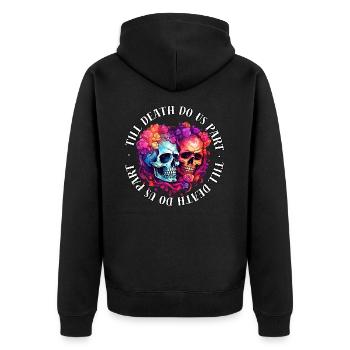 Bis dass der Tod uns scheidet (8) - Unisex Premium Bio Zip Hoodie - Schwarz - Hinten - Nico (187cm)