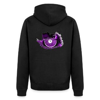 Grand œil violet, œil, réaliste - Veste à capuche bio Premium Unisexe - noir - Dos - Nico (187cm)