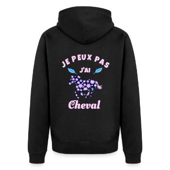 j'peux pas j'ai cheval équitation - Veste à capuche bio Premium Unisexe - noir - Dos - Nico (187cm)
