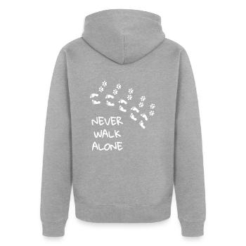Never walk alone - gift dog footprint - Unisex Premium Organic Zip Hoodie - heather grey - Back - Nico (187cm)