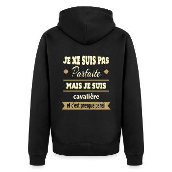 Cadeau pas parfaite mais cavalière cheval - Veste à capuche bio Premium Unisexe - noir - Dos - Nico (187cm)