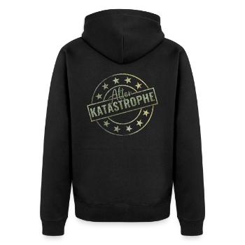 Alter Katastrophe - Unisex Premium Bio Zip Hoodie - Schwarz - Hinten - Nico (187cm)