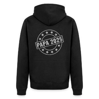 Papa 2025 - Unisex Premium Bio Zip Hoodie - Schwarz - Hinten - Nico (187cm)