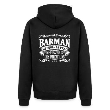 barman le seul le vrai - Veste à capuche bio Premium Unisexe - noir - Dos - Nico (187cm)