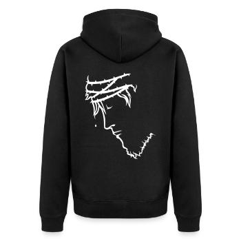 Passion Christi - kein Text - Unisex Premium Bio Zip Hoodie - Schwarz - Hinten - Nico (187cm)