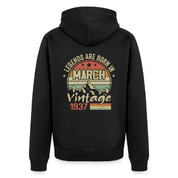 Les Légendes Sont Nées En Mars 1937 Cadeau Vintage - Veste à capuche bio Premium Unisexe - noir - Dos - Nico (187cm)