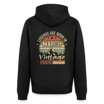 Les Légendes Sont Nées En Mars 2020 Cadeau Vintage - Veste à capuche bio Premium Unisexe - noir - Dos - Nico (187cm)