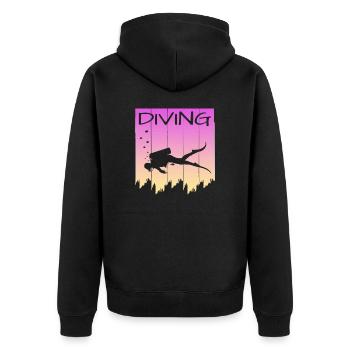 Tauchen, Diving, Tauchlehrer, Taucher, Scuba Diver - Unisex Premium Bio Zip Hoodie - Schwarz - Hinten - Nico (187cm)