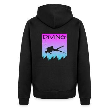 tauchen - Unisex Premium Bio Zip Hoodie - Schwarz - Hinten - Nico (187cm)