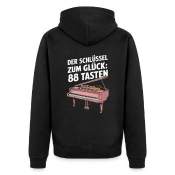 Pianist Konzertflügel Klavier und Piano Spieler - Unisex Premium Bio Zip Hoodie - Schwarz - Hinten - Nico (187cm)