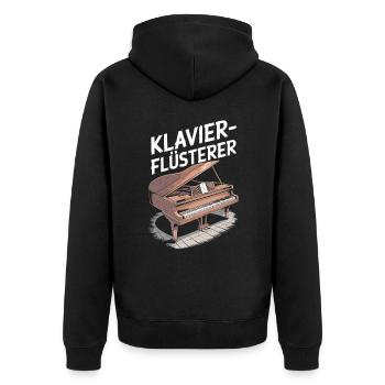 Klavier Flüsterer Pianist und Piano Spieler - Unisex Premium Bio Zip Hoodie - Schwarz - Hinten - Nico (187cm)