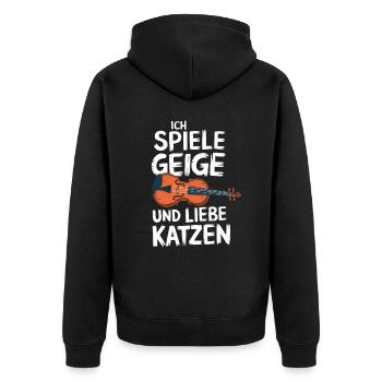 Geigen Spieler Geiger Violinist Violine - Unisex Premium Bio Zip Hoodie - Schwarz - Hinten - Nico (187cm)