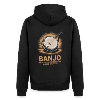 Bluegrass Musik Banjo Spieler Saiteninstrument - Unisex Premium Bio Zip Hoodie - Schwarz - Hinten - Nico (187cm)