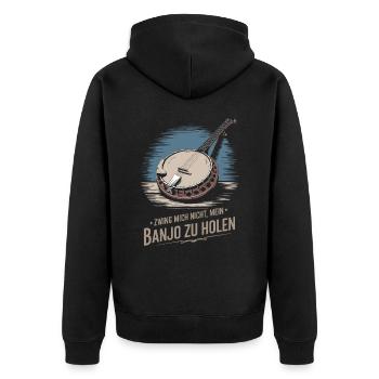 Banjo Spieler Bluegrass Musik Saiteninstrument - Unisex Premium Bio Zip Hoodie - Schwarz - Hinten - Nico (187cm)