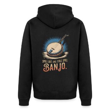 Bluegrass Musik Banjo Spieler Saiteninstrument - Unisex Premium Bio Zip Hoodie - Schwarz - Hinten - Nico (187cm)