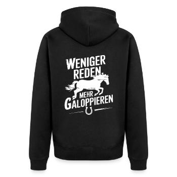 Pferdeliebhaber Pferde Mädchen Reiten Reiterin - Unisex Premium Bio Zip Hoodie - Schwarz - Hinten - Nico (187cm)