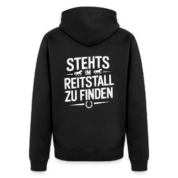 Pferde Mädchen Reiten Reiterin Pferdeliebhaber - Unisex Premium Bio Zip Hoodie - Schwarz - Hinten - Nico (187cm)