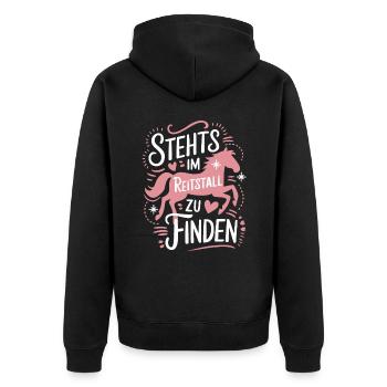 Pferde Mädchen Reiten Reiterin Pferdeliebhaber - Unisex Premium Bio Zip Hoodie - Schwarz - Hinten - Nico (187cm)