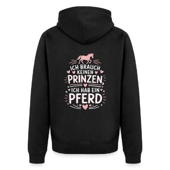 Reiterin Pferde Mädchen Reiten Pferdeliebhaber - Unisex Premium Bio Zip Hoodie - Schwarz - Hinten - Nico (187cm)