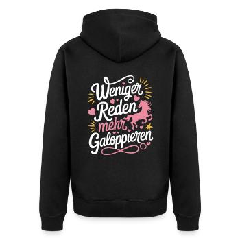 Pferdeliebhaber Pferde Mädchen Reiten Reiterin - Unisex Premium Bio Zip Hoodie - Schwarz - Hinten - Nico (187cm)