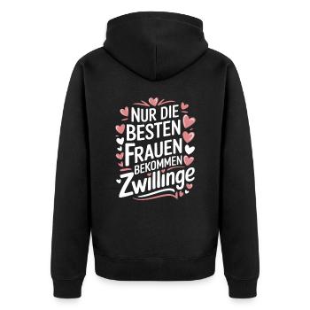 Mama von Zwillingen Zwillingsmama Zwillings Mutter - Unisex Premium Bio Zip Hoodie - Schwarz - Hinten - Nico (187cm)