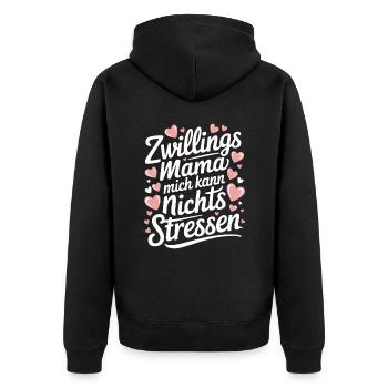 Zwillingsmama Mama von Zwillingen Zwillings Mutter - Unisex Premium Bio Zip Hoodie - Schwarz - Hinten - Nico (187cm)