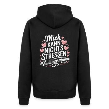 Zwillingsmama Mama von Zwillingen Zwillings Mutter - Unisex Premium Bio Zip Hoodie - Schwarz - Hinten - Nico (187cm)