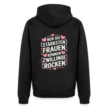 Twin Mom Zwillingsmutter Mama von Zwillingen - Unisex Premium Bio Zip Hoodie - Schwarz - Hinten - Nico (187cm)