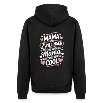 Zwillingsmama Zwillings Mutter Mama von Zwillingen - Unisex Premium Bio Zip Hoodie - Schwarz - Hinten - Nico (187cm)